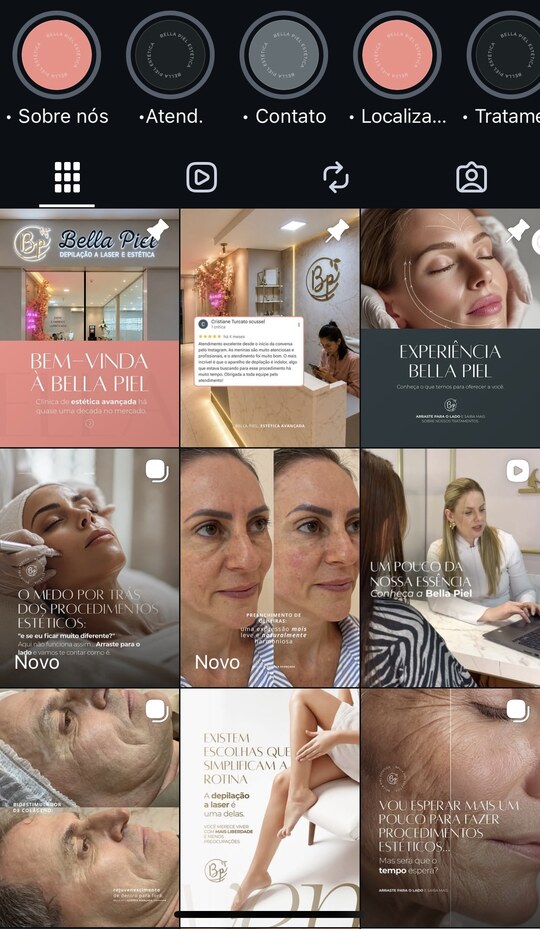 Perfil de Instagram de Bella Piel — Vertência